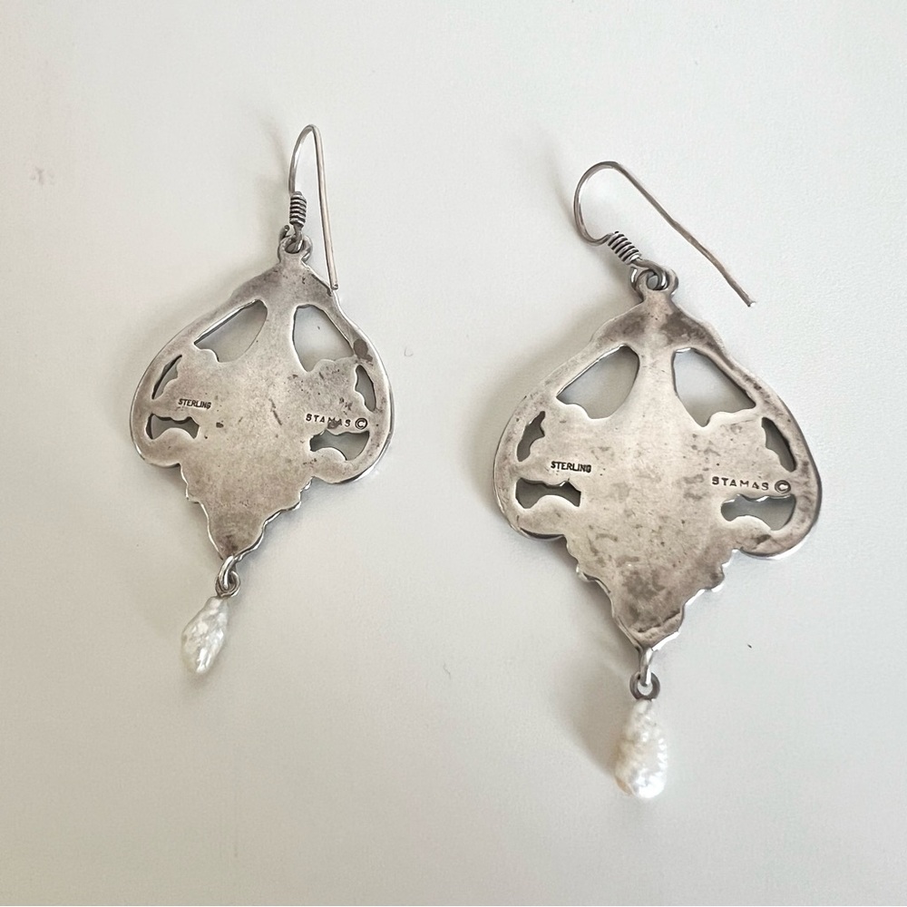 Vintage Steve Stamas Sterling Silver Drop Earrings - Picture 4 of 7